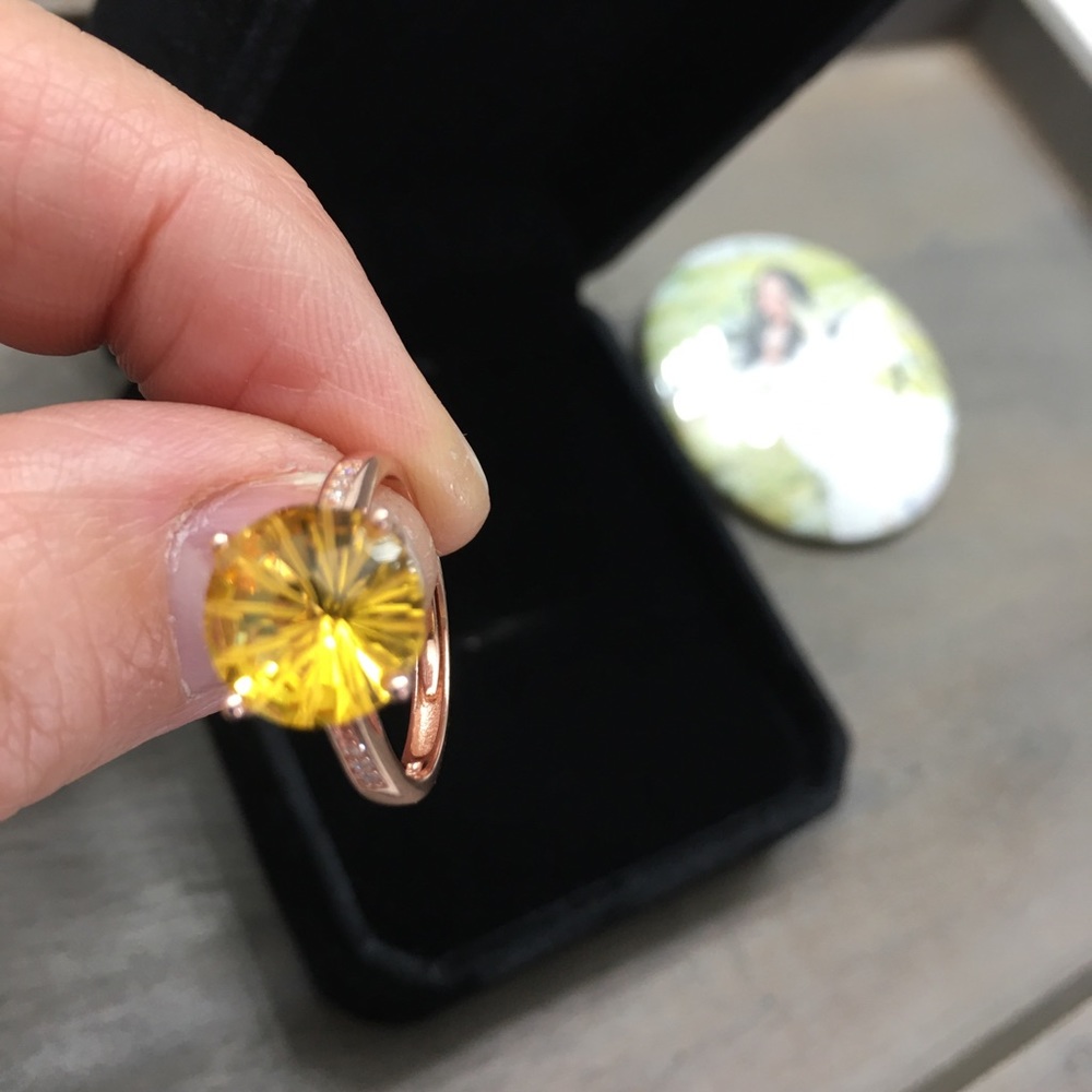 Certified Citrine Rose Gold Ring Necklace Set - Picture 14 of 17